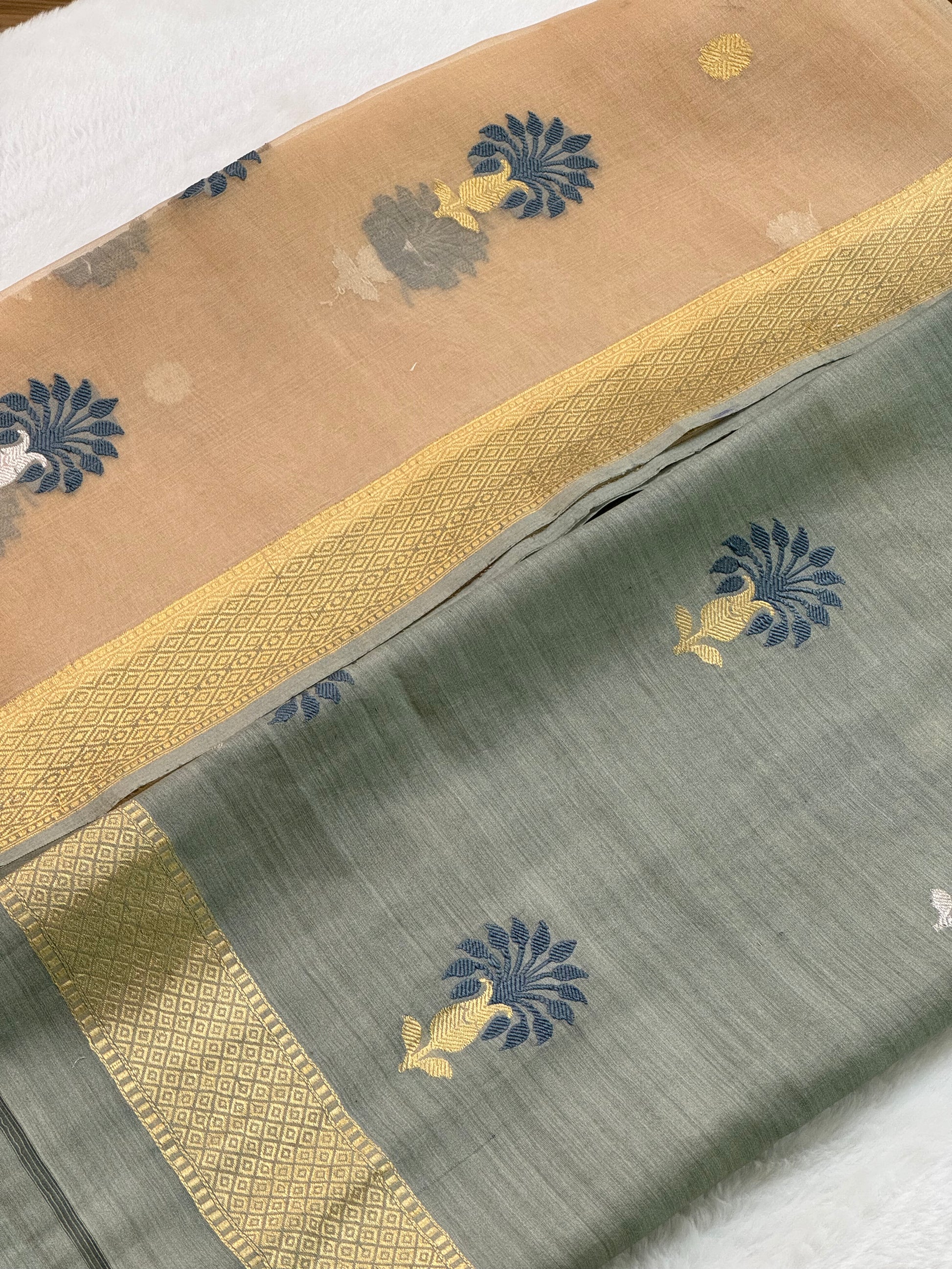 Spun Silk Suit With Kora Silk Dupatta