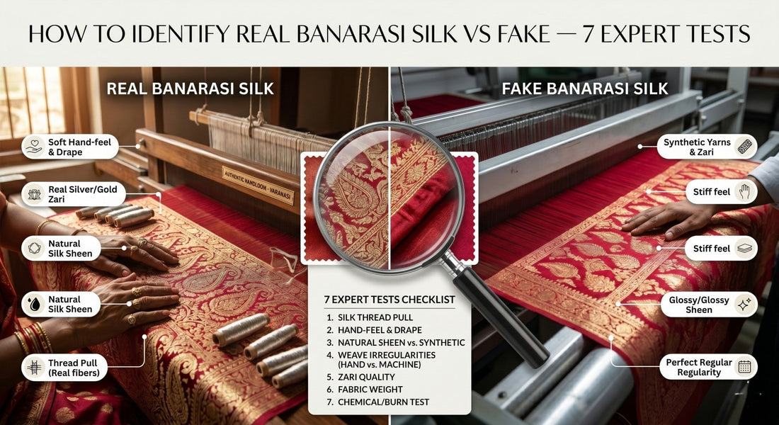 How to Identify Real Banarasi Silk vs Fake — 7 Expert Tests 