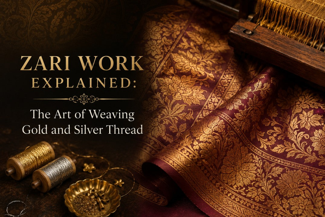 Zari Work Explained: The Art of Weaving Gold and Silver Thread 