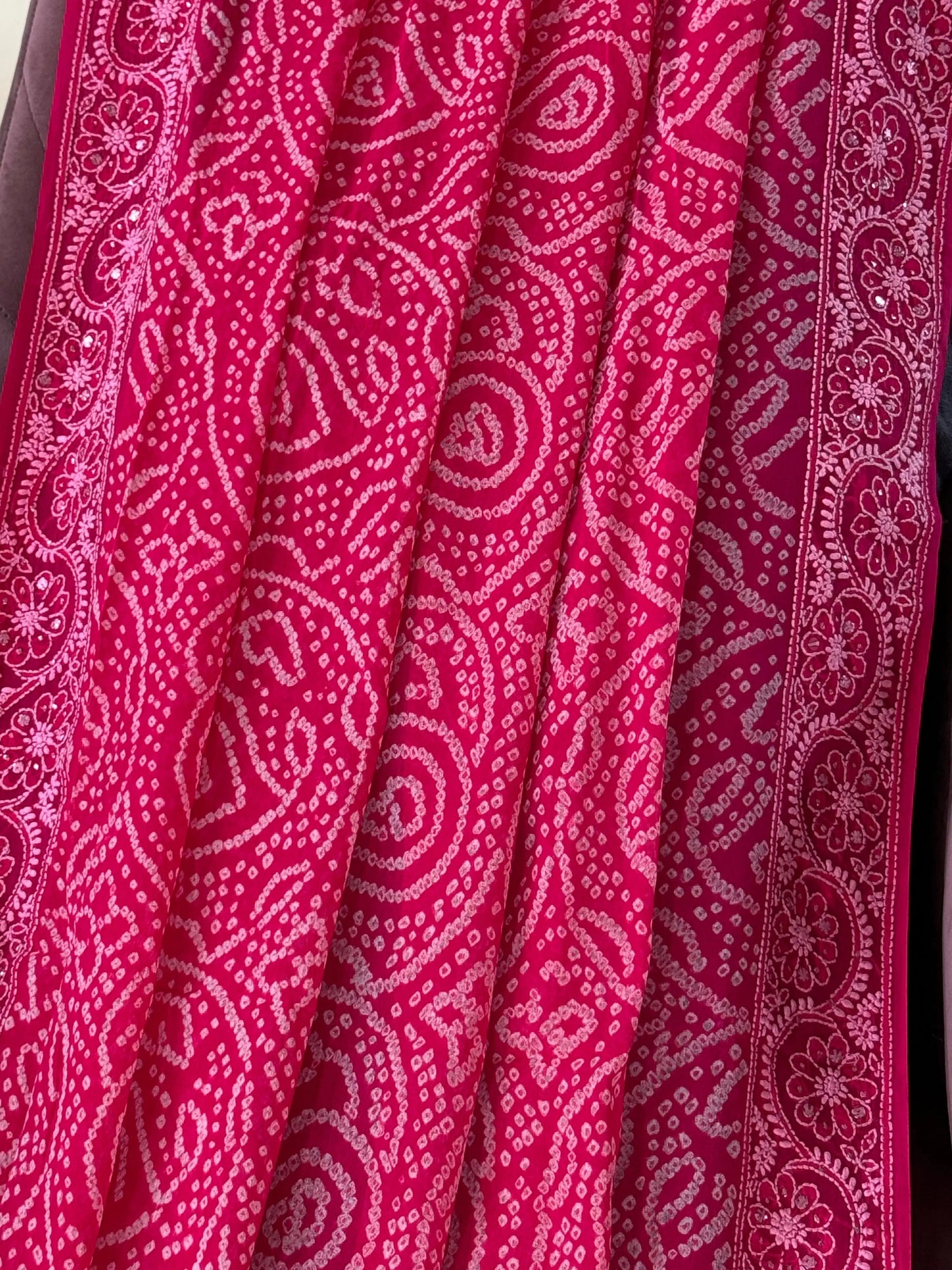 Bandhani Lucknawi Dupatta Heritage Weaves