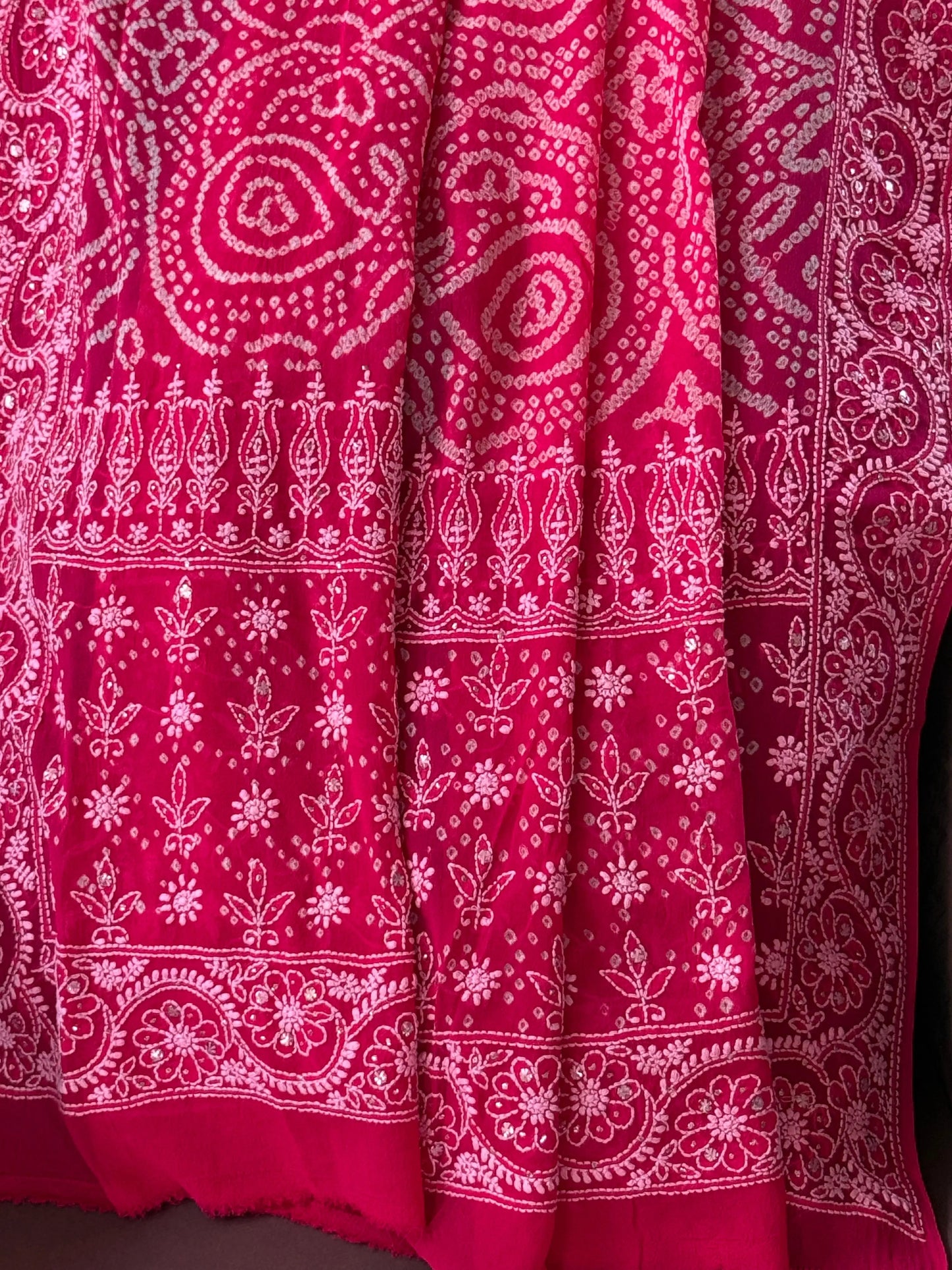 Bandhani Lucknawi Dupatta Heritage Weaves