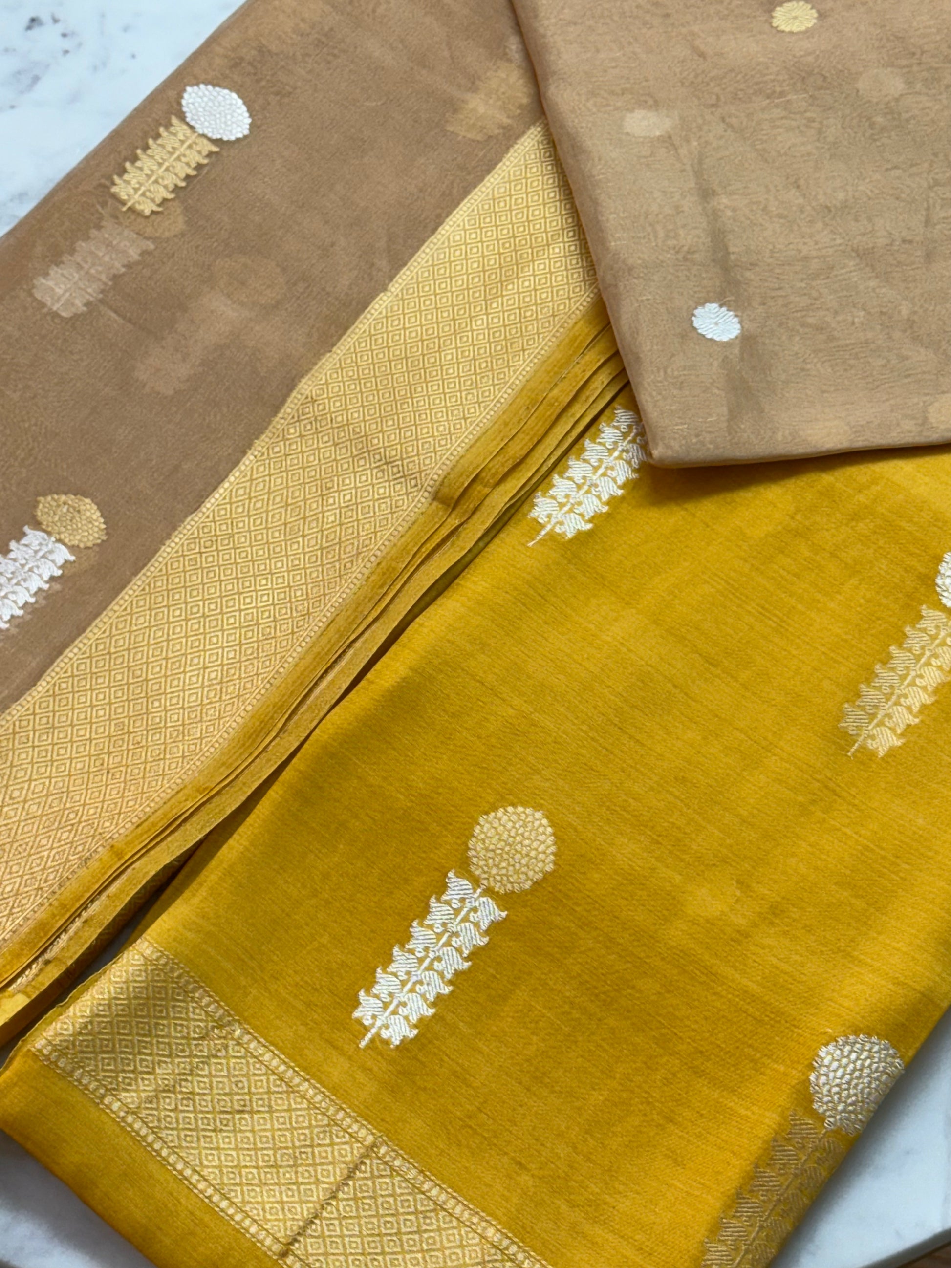 Spun Silk Suit With Tissue Silk Dupatta