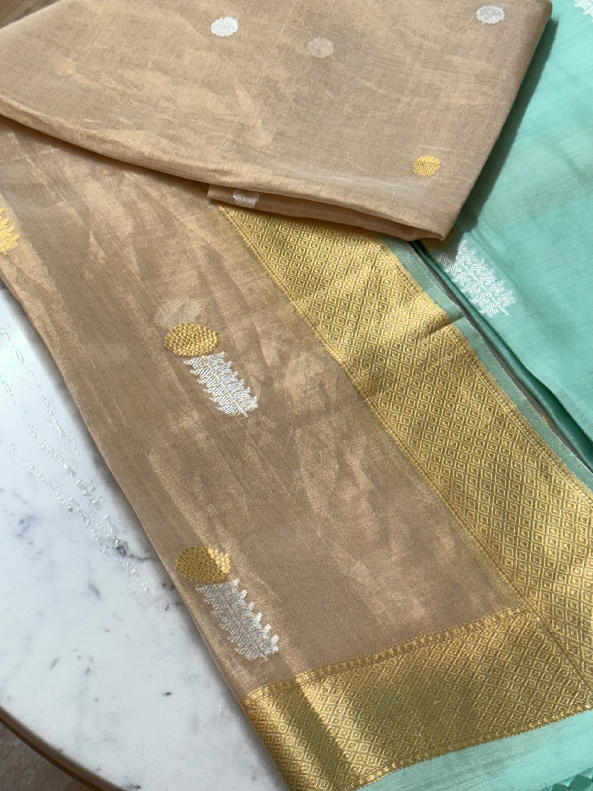 Spun Silk Suit With Tissue Silk Dupatta