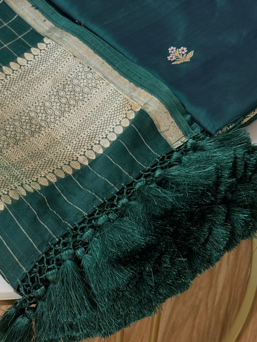 Katan Silk Suit With Kora Silk Dupatta