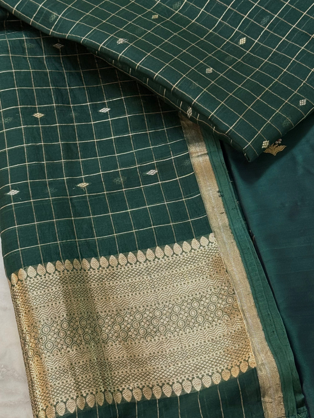 Katan Silk Suit With Kora Silk Dupatta