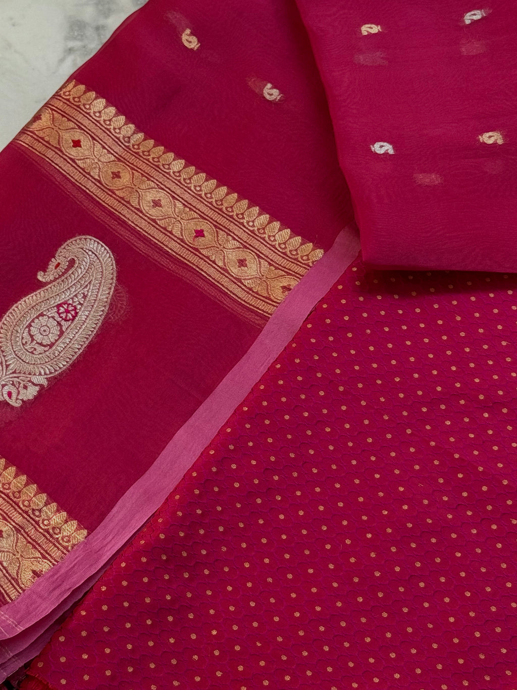 Katan Silk Suit With Kora Silk Dupatta