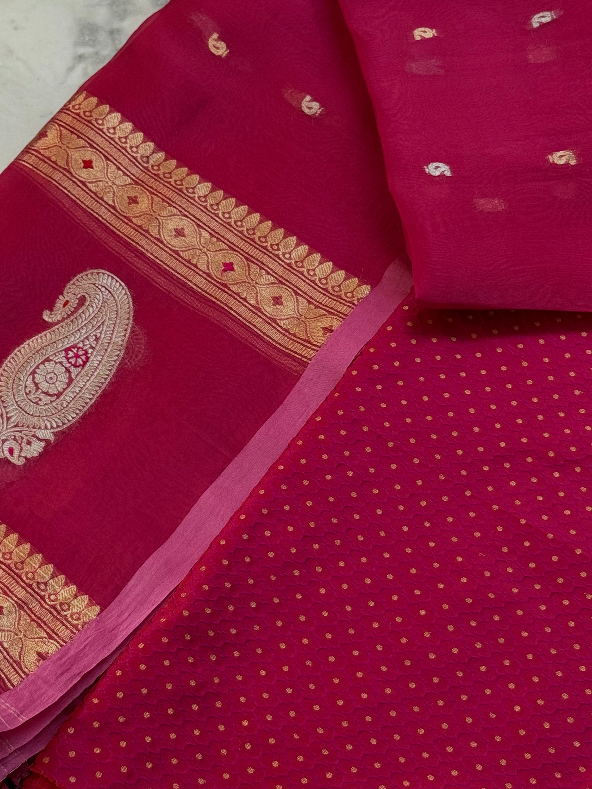 Katan Silk Suit With Kora Silk Dupatta