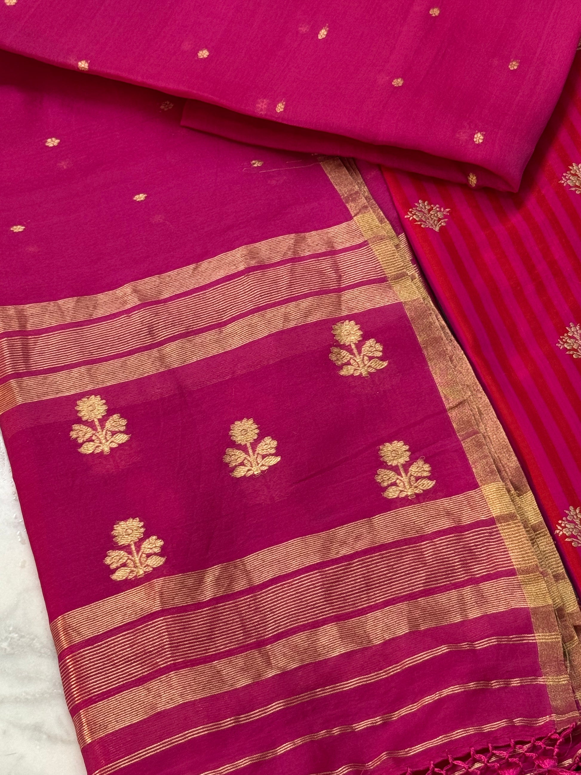 Katan Silk Suit With Kora Silk Dupatta