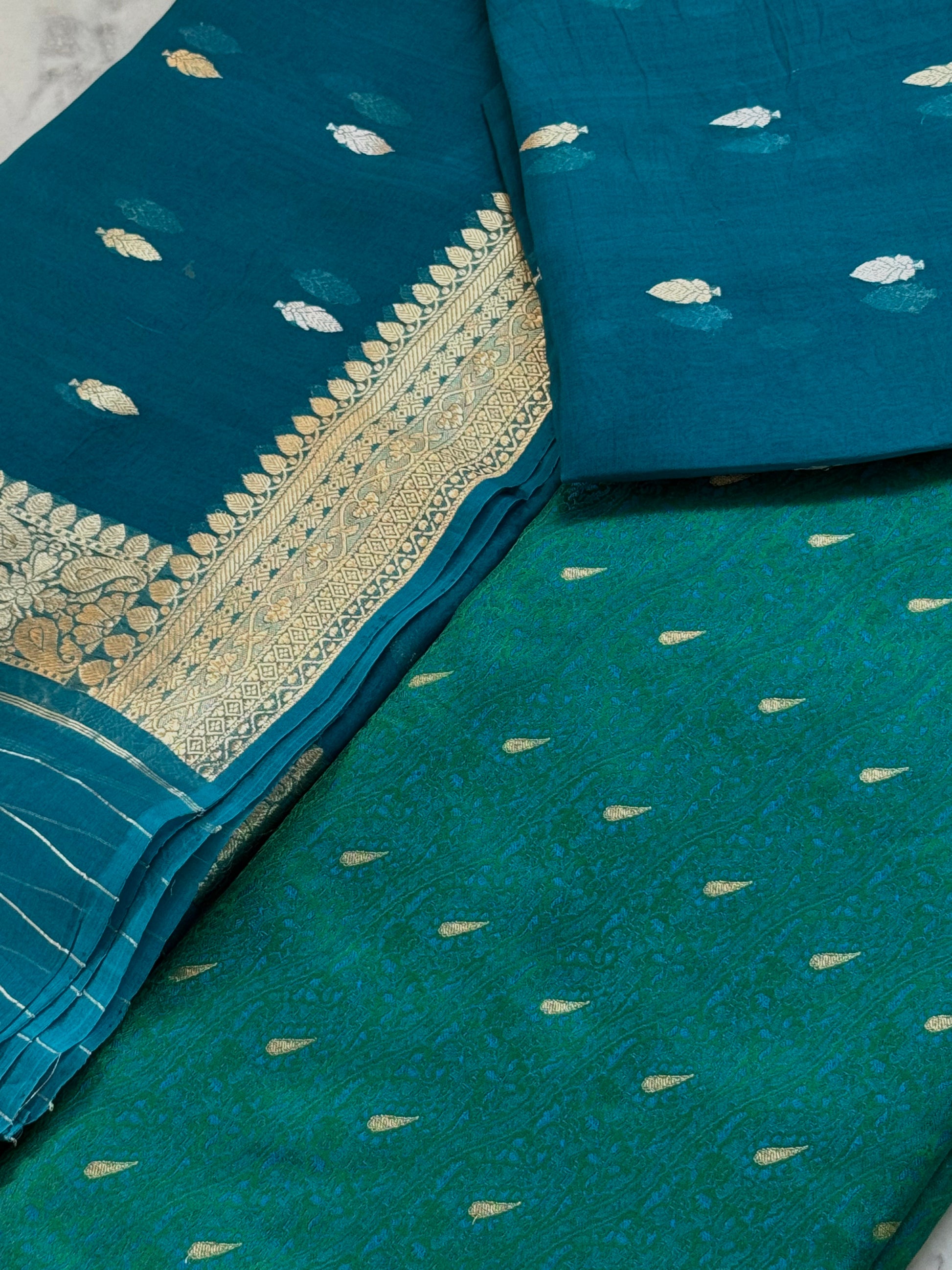 Katan Silk Suit With Kora Silk Dupatta