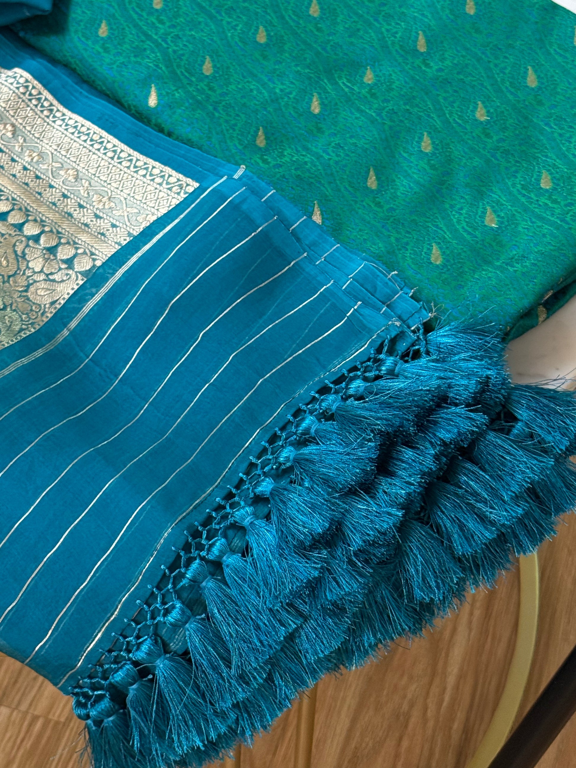 Katan Silk Suit With Kora Silk Dupatta
