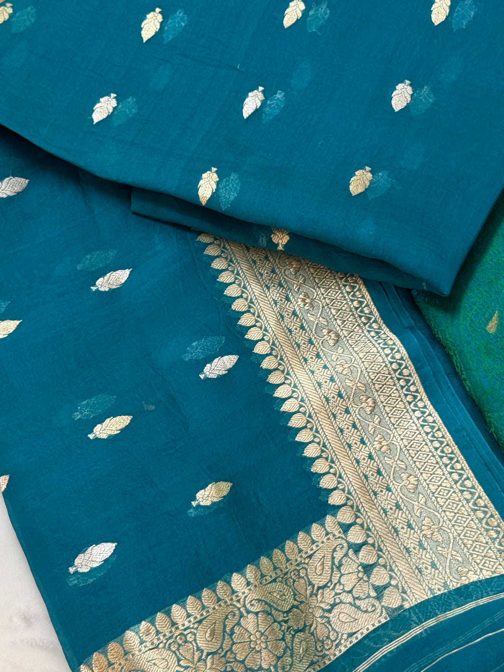 Katan Silk Suit With Kora Silk Dupatta