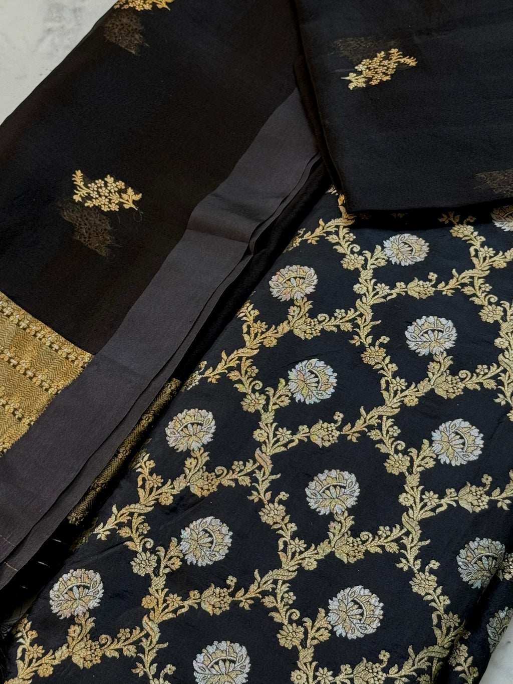 Katan Silk Suit With Kora Silk Dupatta
