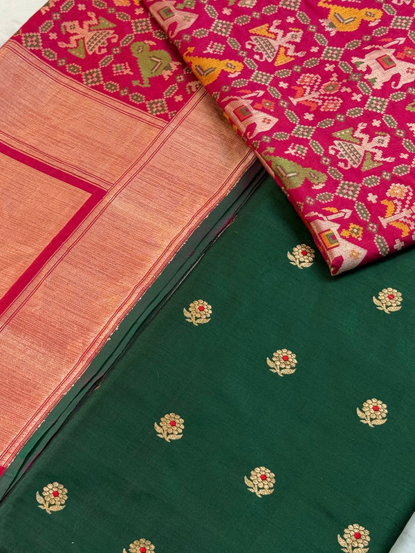 Katan Silk Suit With Patola Dupatta