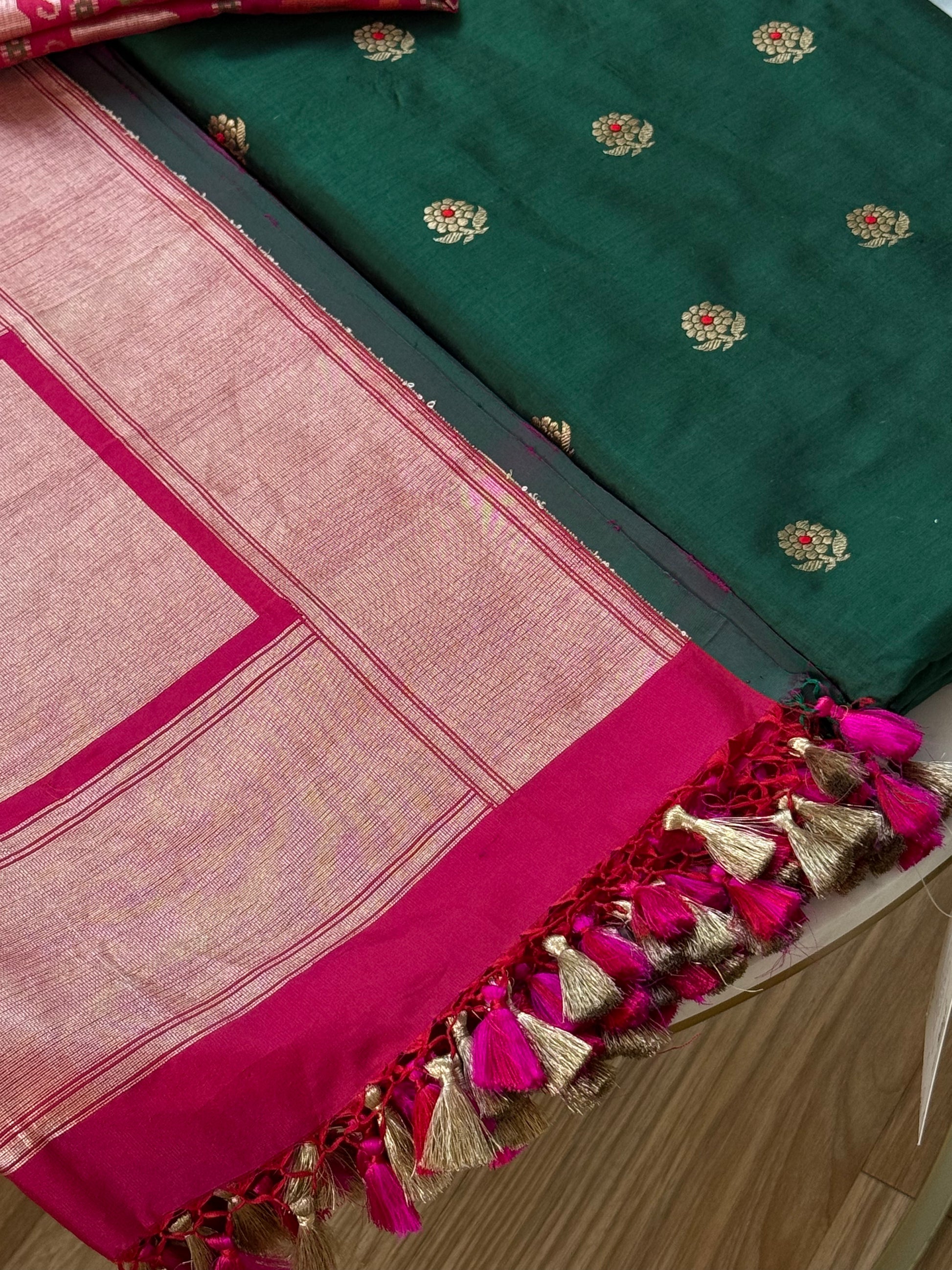 Katan Silk Suit With Patola Dupatta