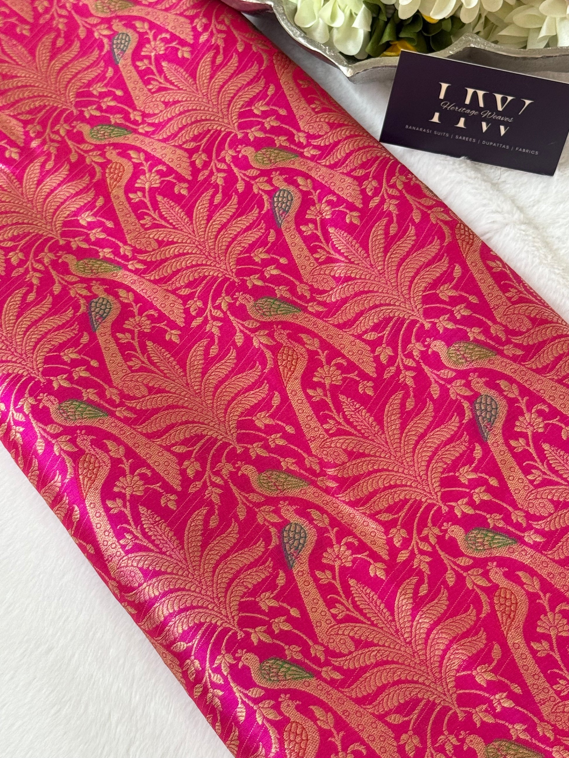 Katan Silk Brocade Shikargha Fabric