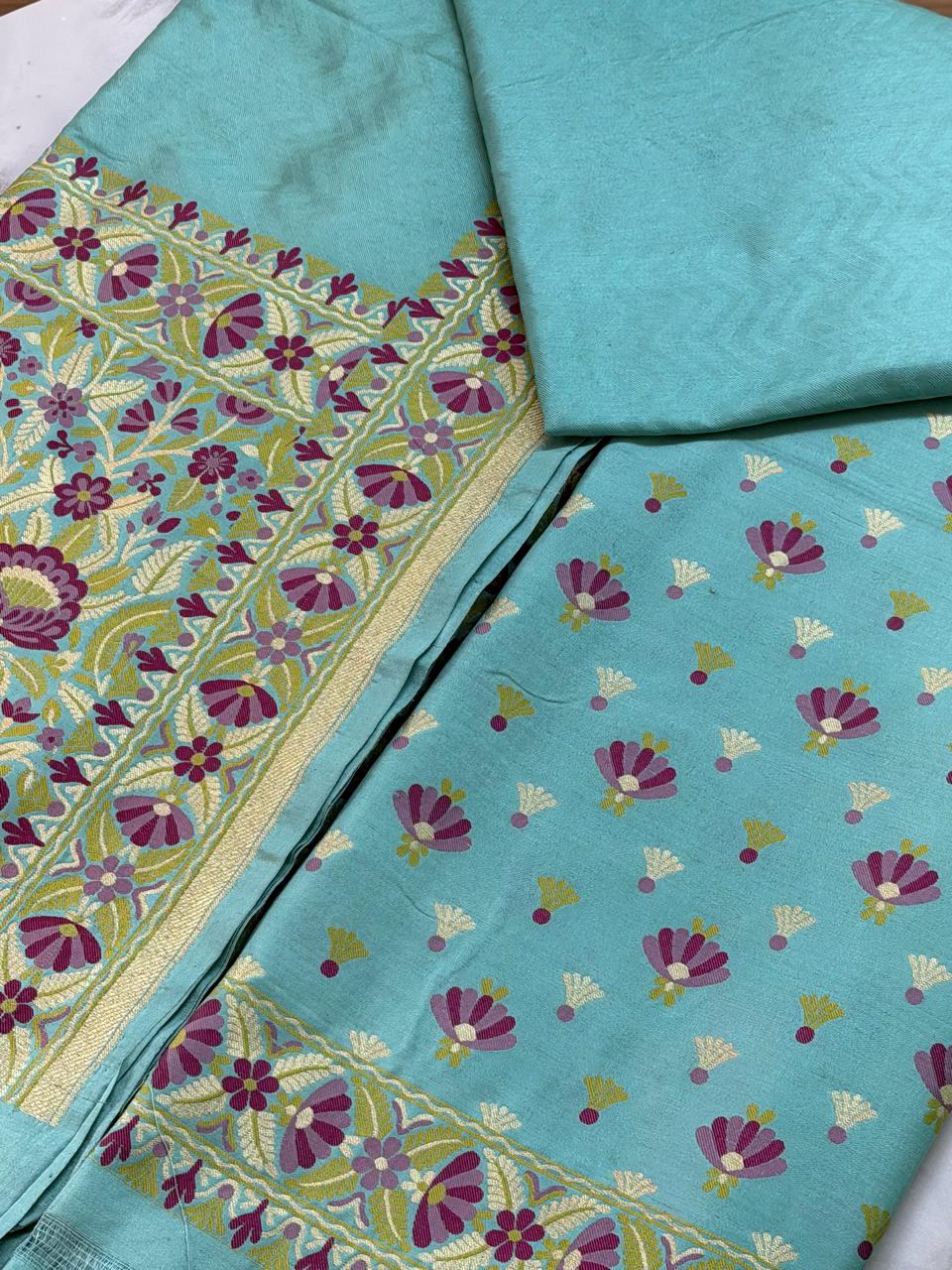 Katan silk suit with Resham weaving 