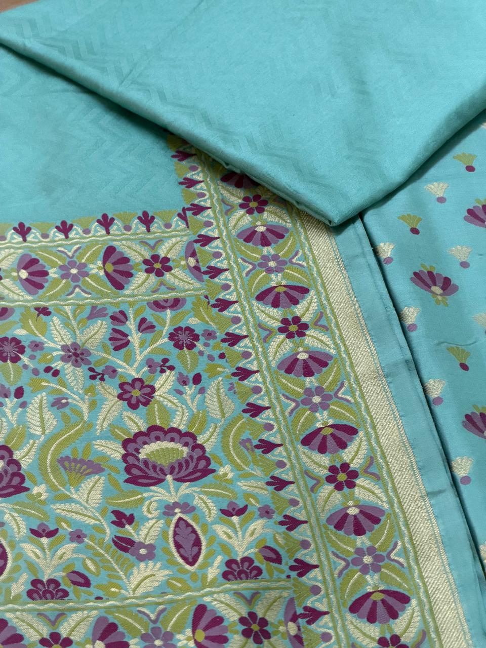 Katan silk suit with Resham weaving 