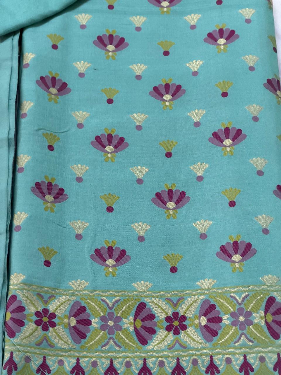 Katan silk suit with Resham weaving 