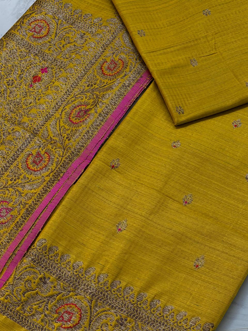 Raw silk suit with meenakari 
