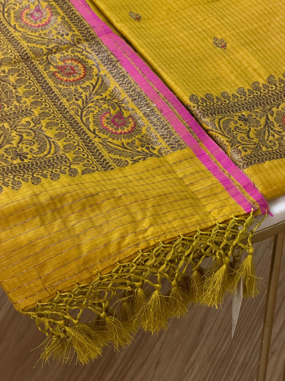 Raw silk suit with meenakari 
