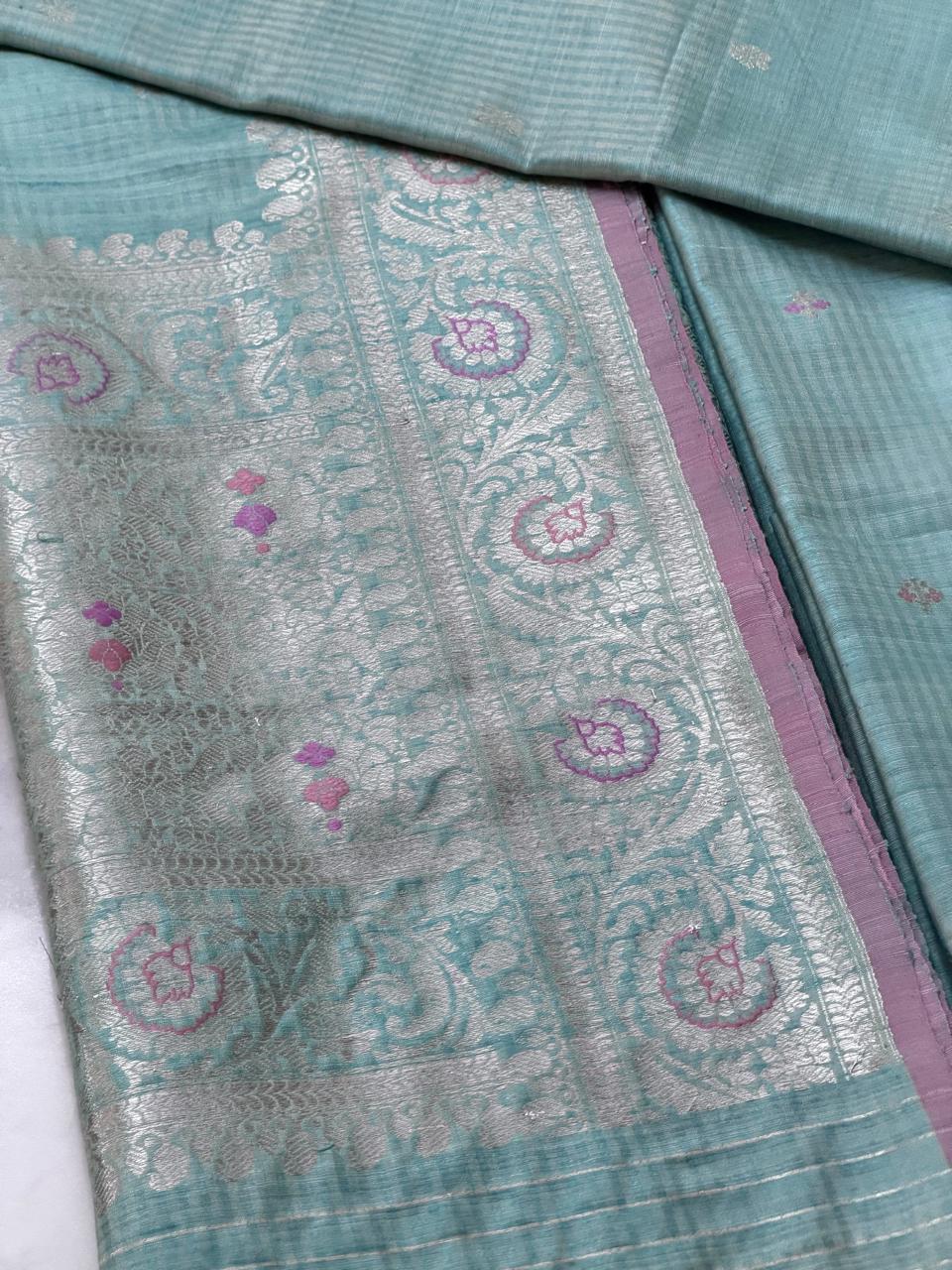 Raw silk suit with Meenakari 