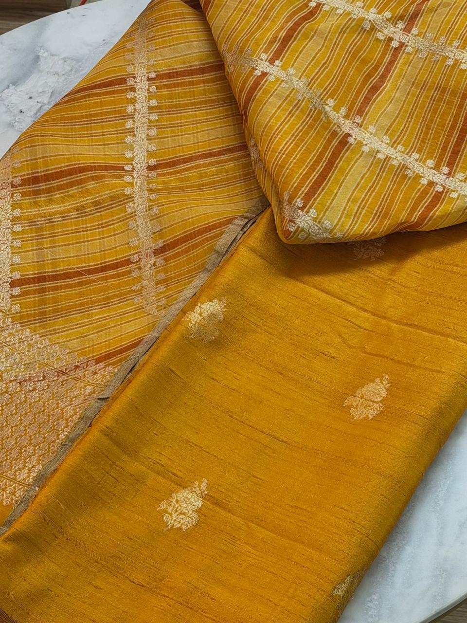 Raw silk suit with kora silk dupatta 