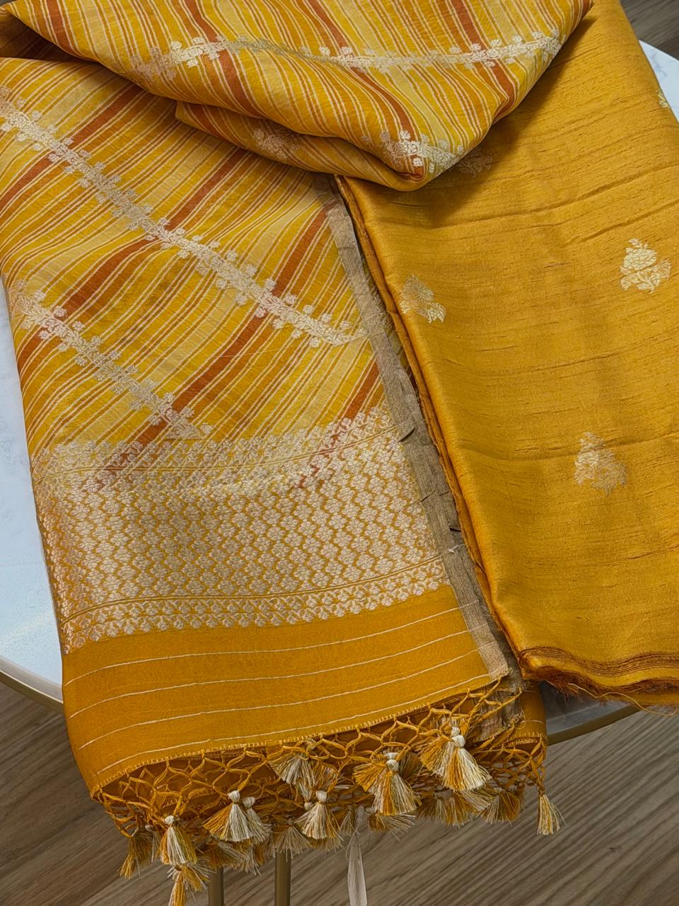 Raw silk suit with kora silk dupatta 