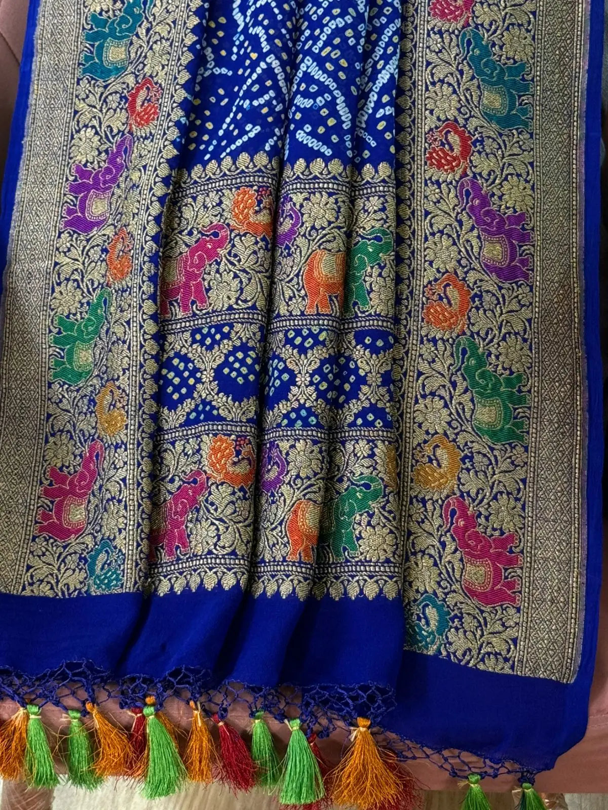 Premium Banarasi Rai Bandhani Dupatta Heritage Weaves