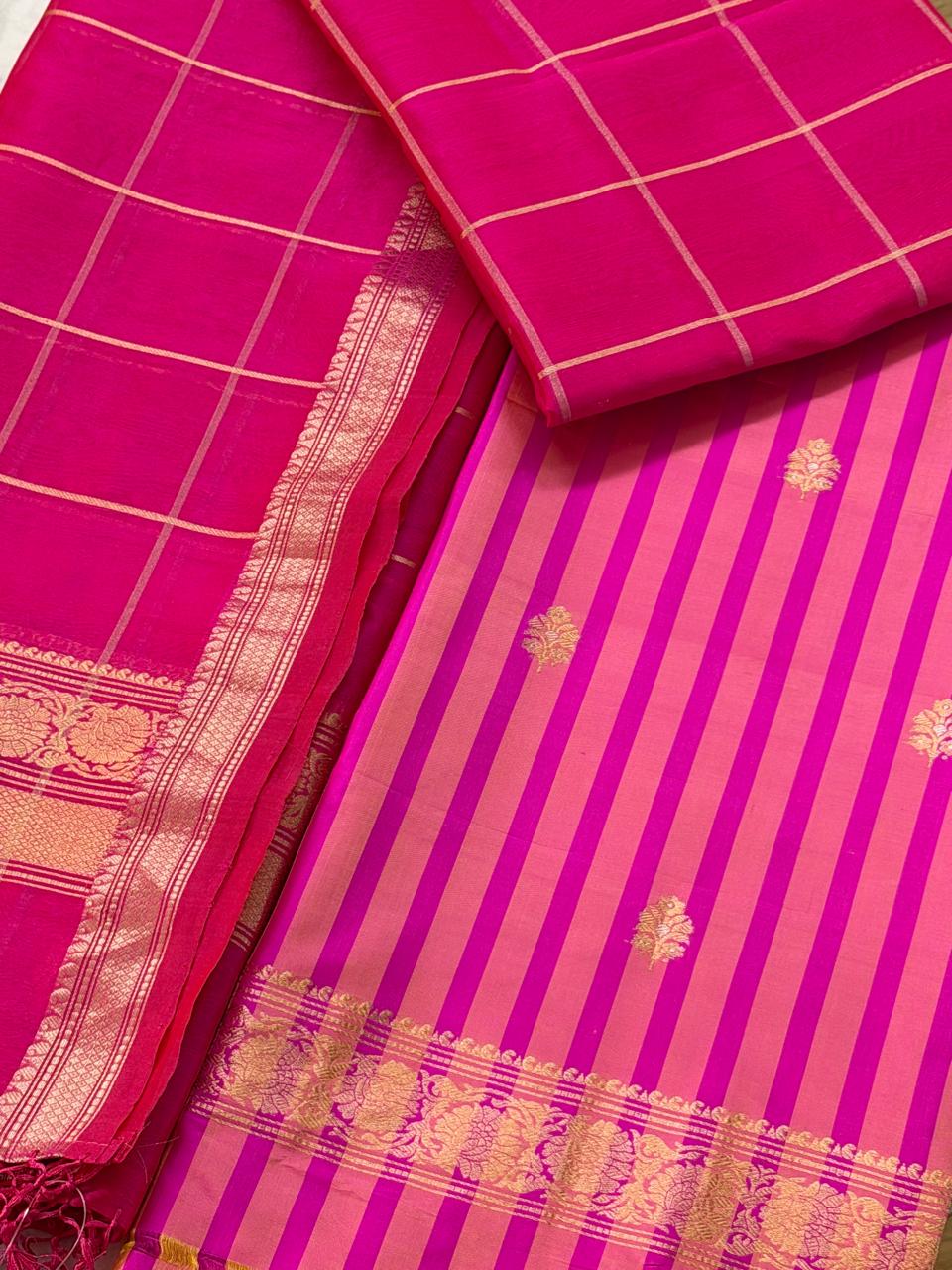 Katan silk suit with kora silk dupatta 