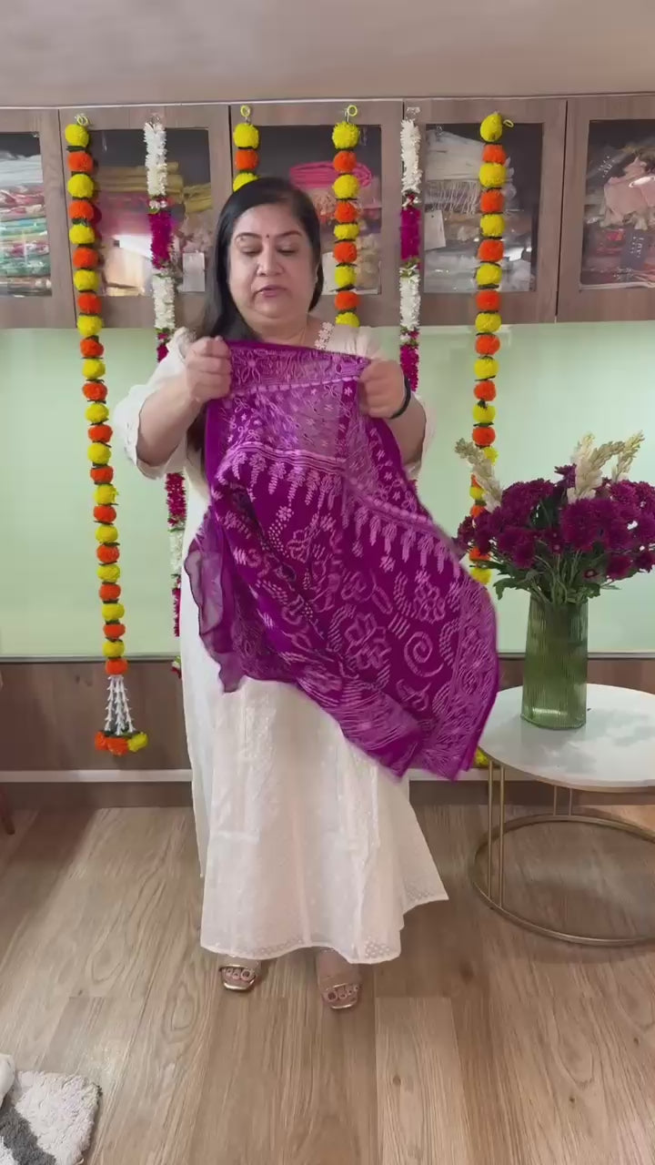 Bandhani Dupatta with Lucknawi Embroidery